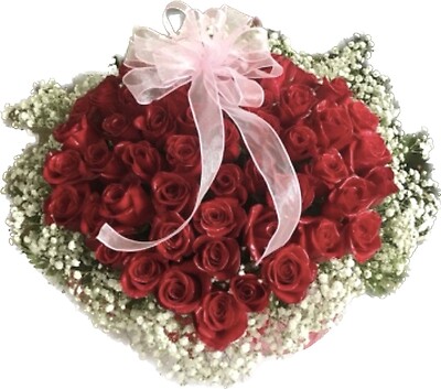 50 Roses 'Heart Shaped' (Red & White)