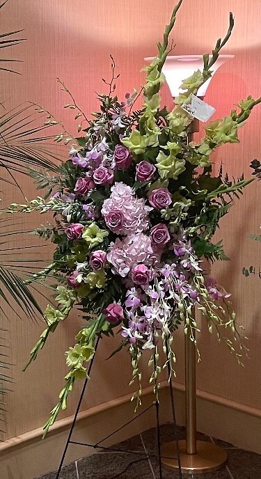 Lavender &amp; Pink Standing Funeral Spray